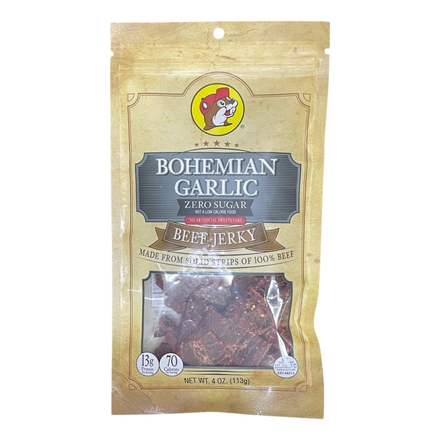 Buc-ee's Beef Jerky | 4oz | Bohemian Garlic | Zero Sugar