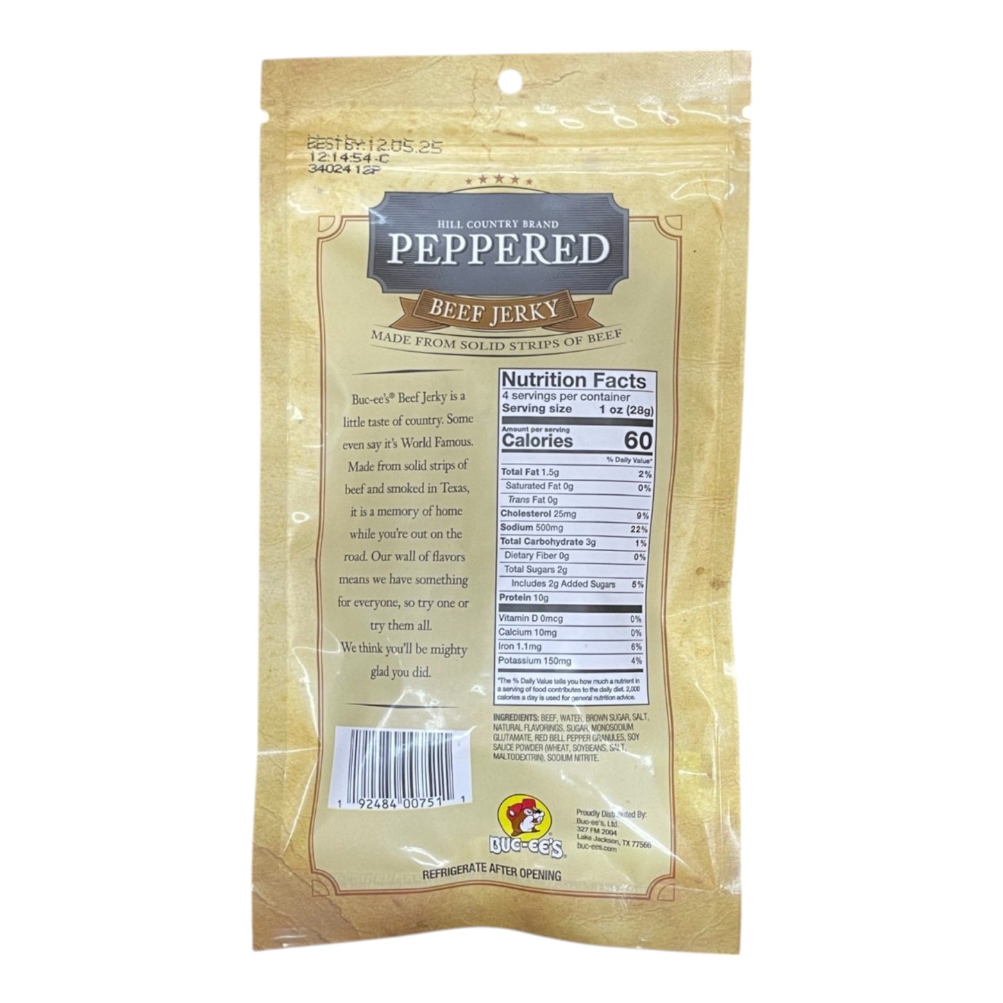 Buc-ee's Beef Jerky | 4oz | Peppered